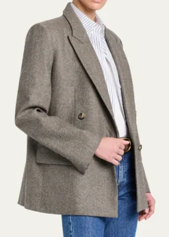 TWPHarper Double-Breasted Herringbone Blazer