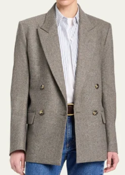 TWPHarper Double-Breasted Herringbone Blazer