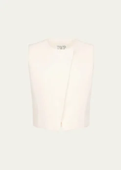TWPHigh-Neck Hidden Placket Vest