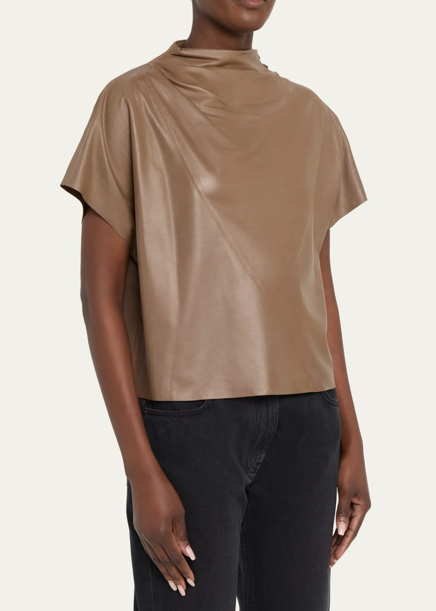 TWPLeather Mock-Neck Tee