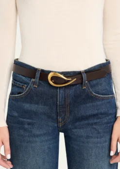 TWPMedium Leather Belt with Snake Buckle