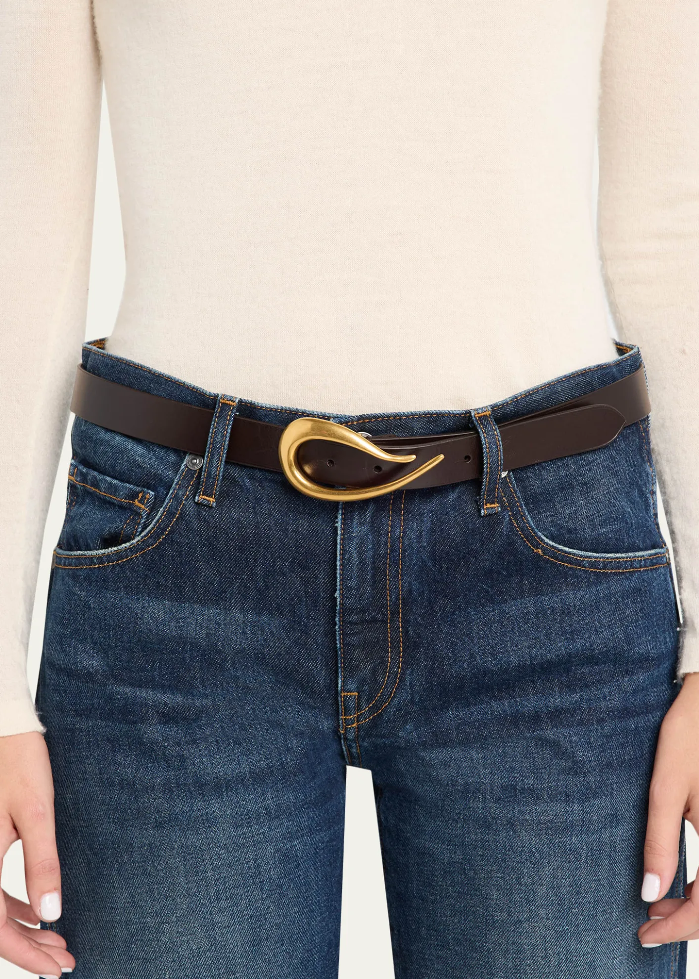 TWPMedium Leather Belt with Snake Buckle