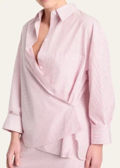 TWPNewest Earl Striped Asymmetric Button-Front Shirt