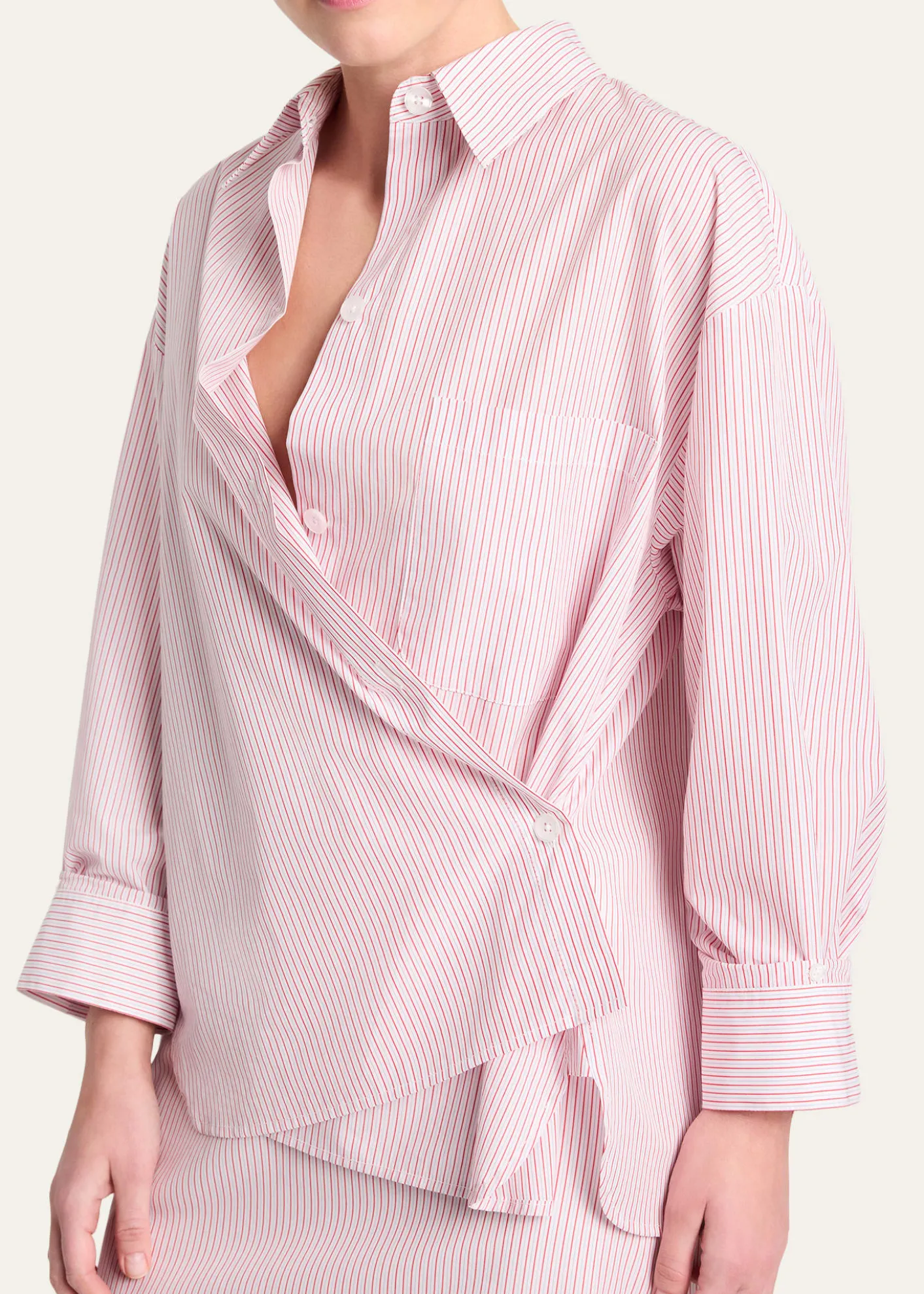 TWPNewest Earl Striped Asymmetric Button-Front Shirt