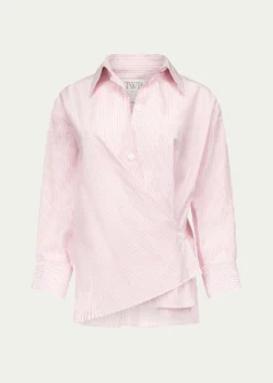 TWPNewest Earl Striped Asymmetric Button-Front Shirt