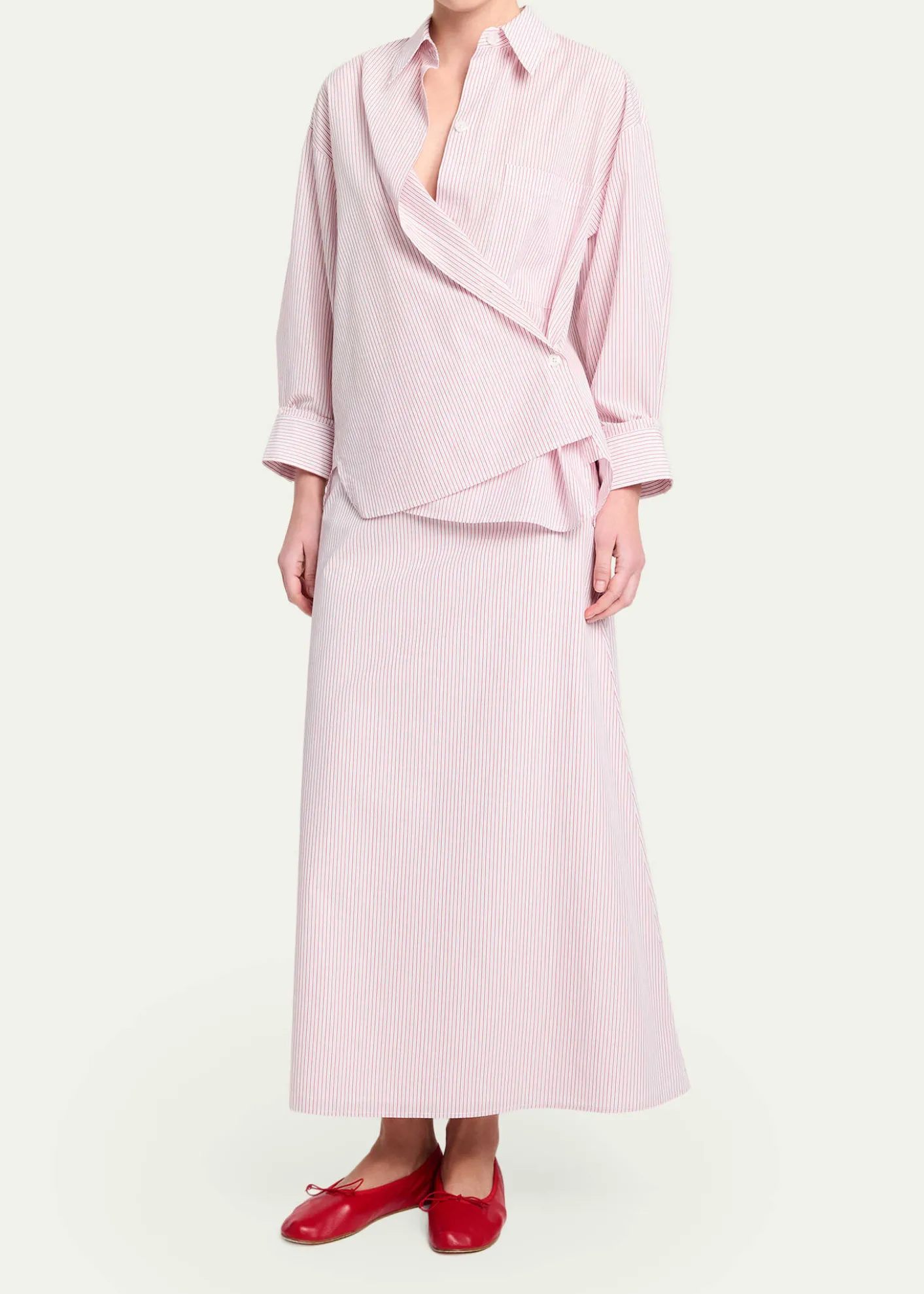 TWPNewest Earl Striped Asymmetric Button-Front Shirt