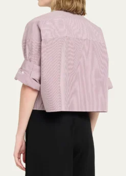 TWPNext Ex Striped Cropped Shirt with Crystal Collar