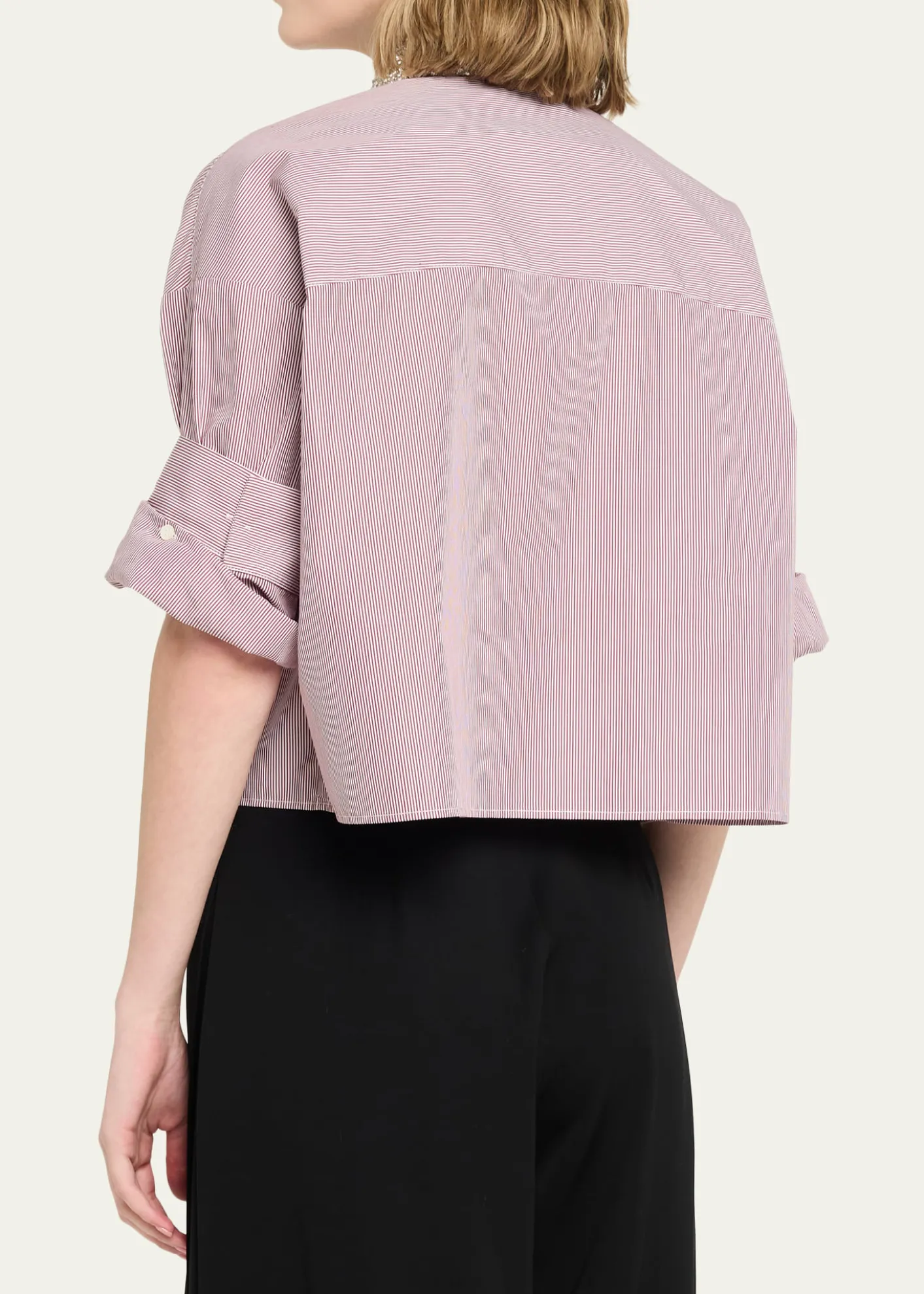 TWPNext Ex Striped Cropped Shirt with Crystal Collar