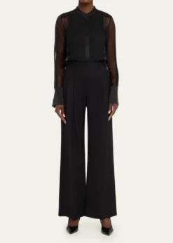 TWPPeyton Sheer Tuxedo Button-Front Shirt