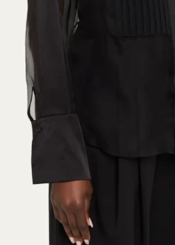 TWPPeyton Sheer Tuxedo Button-Front Shirt