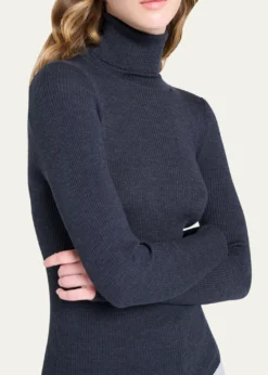 TWPRib-Knit Wool Turtleneck Sweater