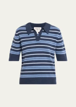 TWPSlightly Oversized Striped Cashmere Polo