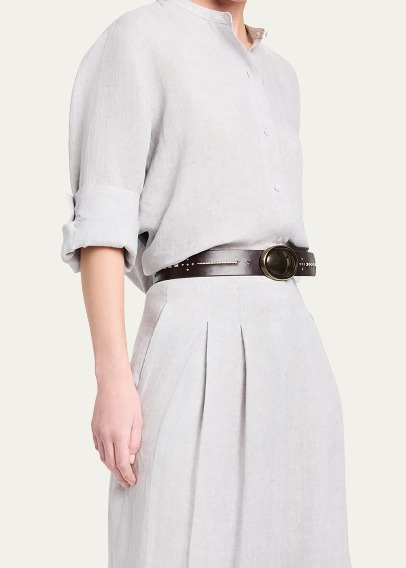 TWPStand Collar Cut Off Shirt