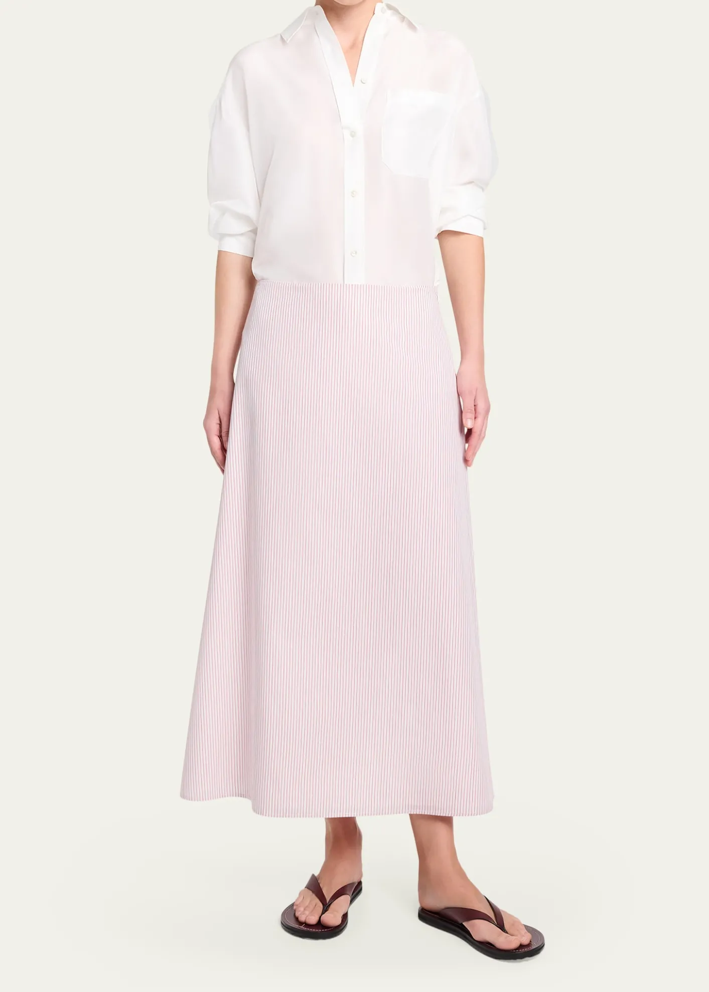 TWPStriped Cotton A-Line Skirt