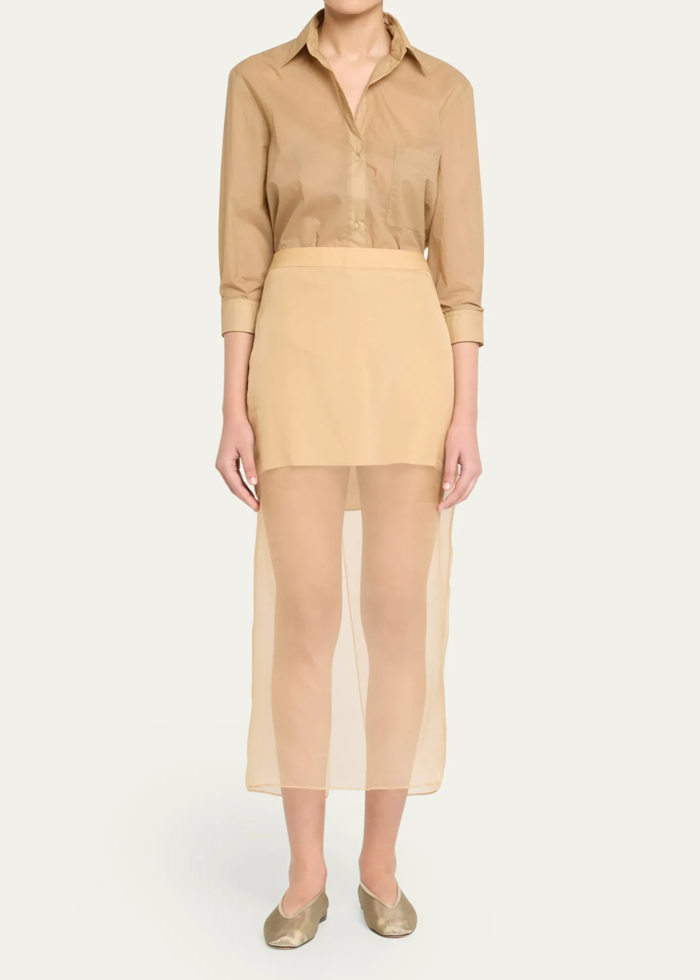 TWPSylkie Silk Organza Midi Skirt