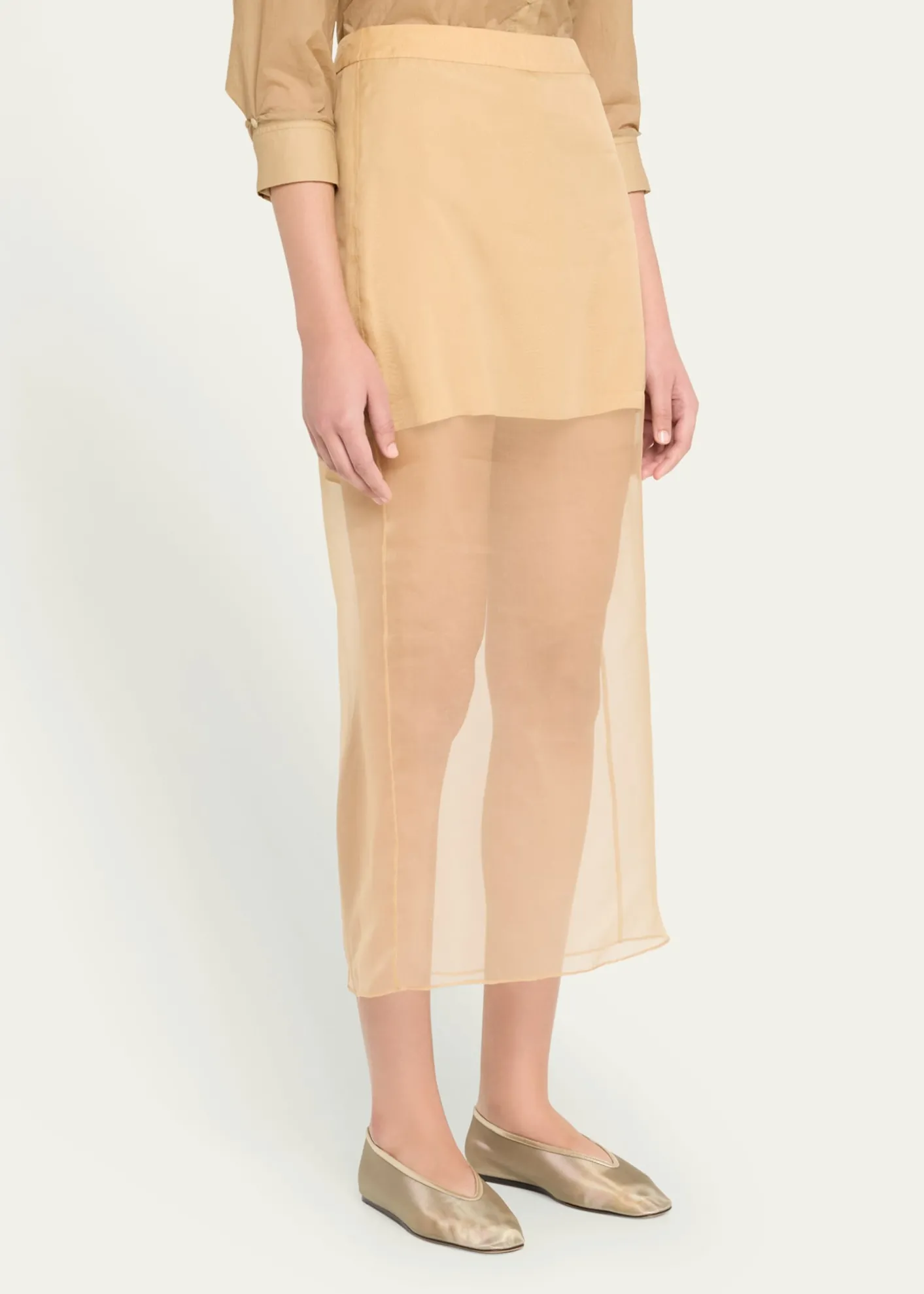 TWPSylkie Silk Organza Midi Skirt