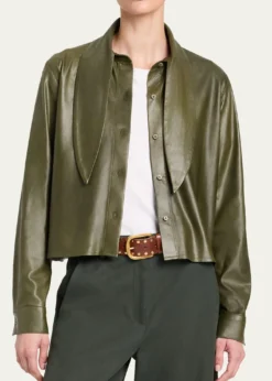 TWPTie-Neck Leather Shirt