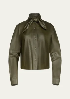 TWPTie-Neck Leather Shirt