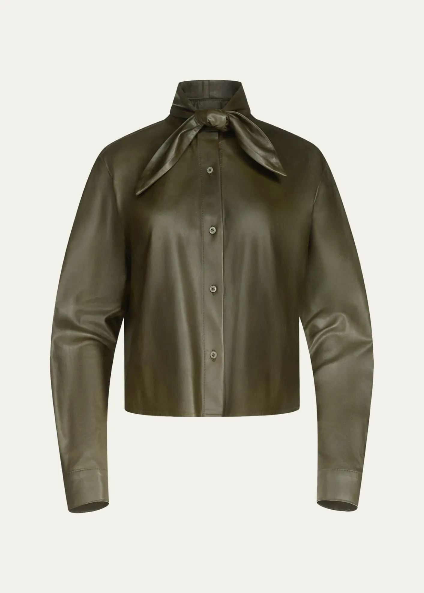 TWPTie-Neck Leather Shirt