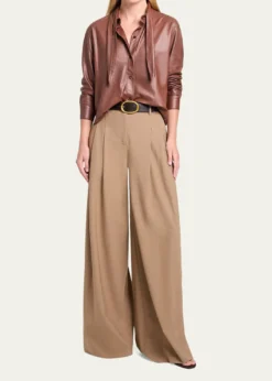 TWPTie-Neck Leather Shirt