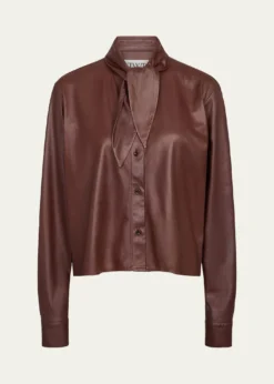 TWPTie-Neck Leather Shirt