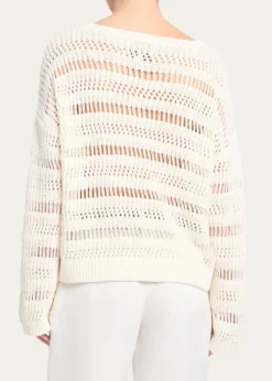 TWPWide-Neck Open Stitch Sweater