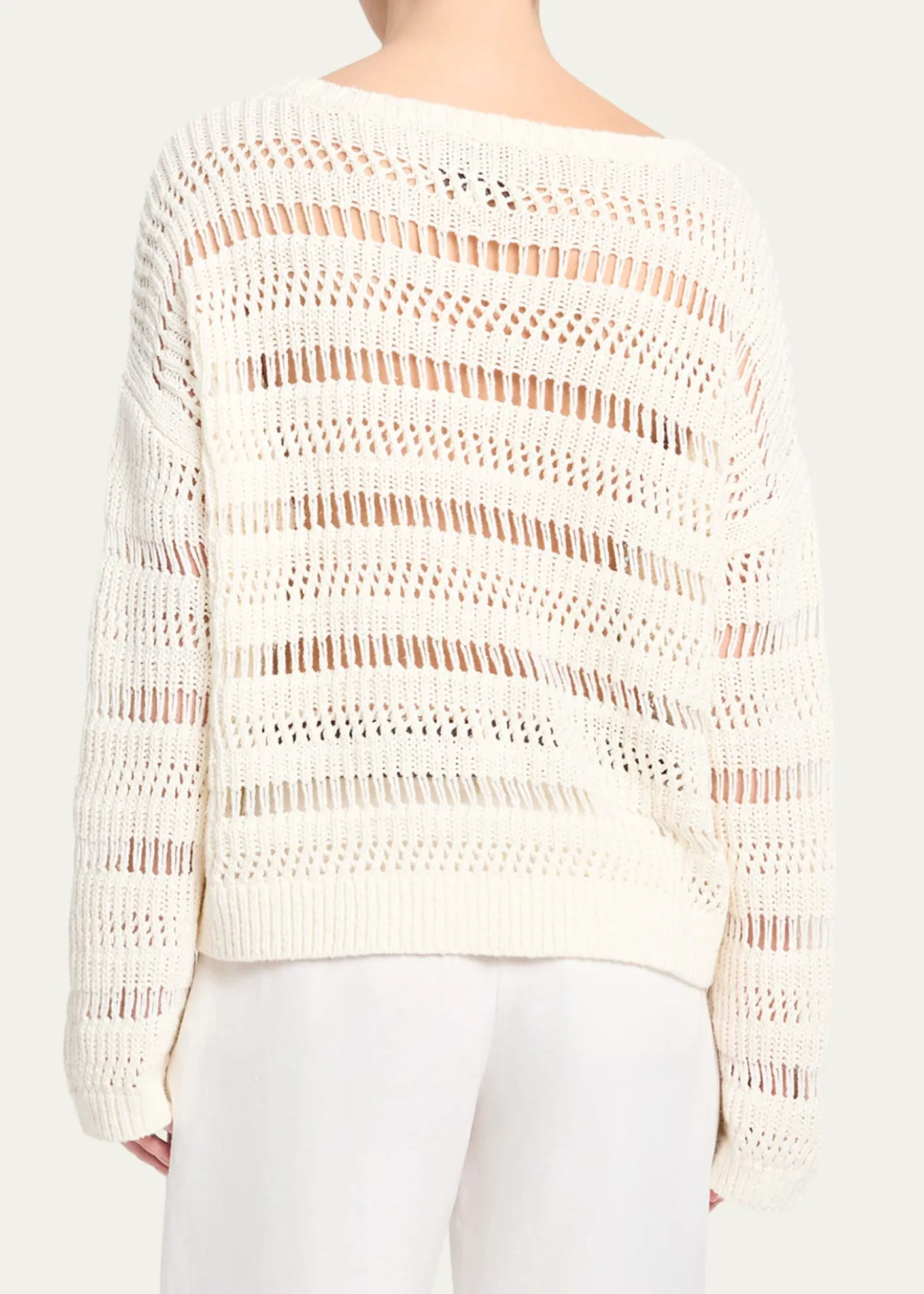 TWPWide-Neck Open Stitch Sweater