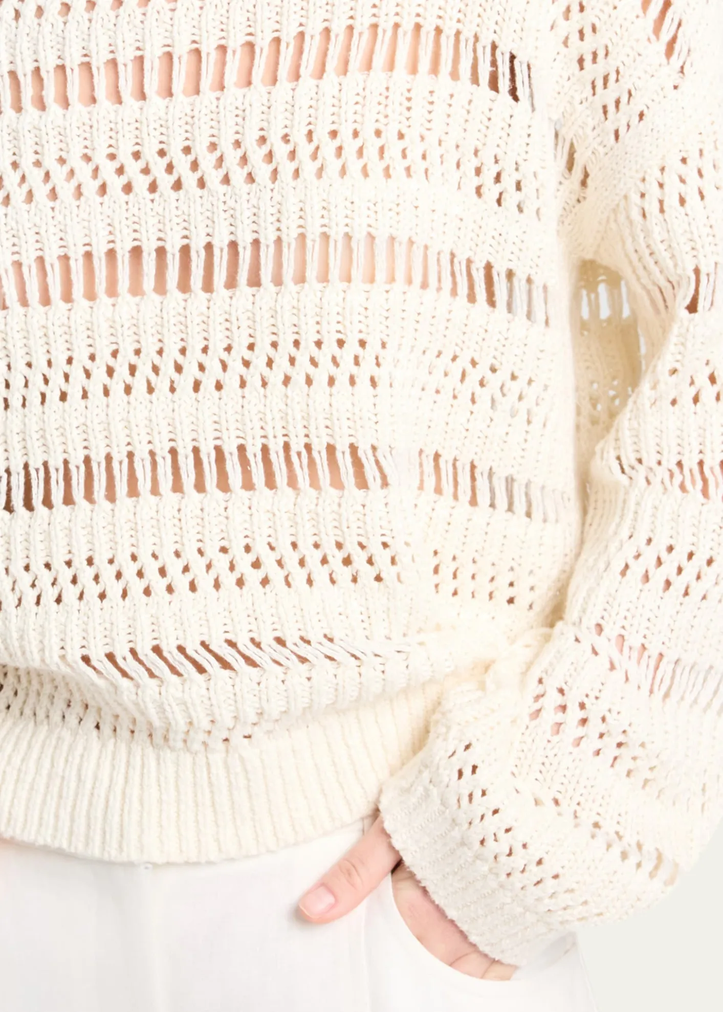 TWPWide-Neck Open Stitch Sweater