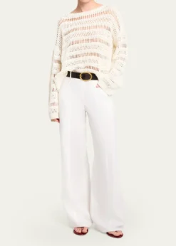 TWPWide-Neck Open Stitch Sweater