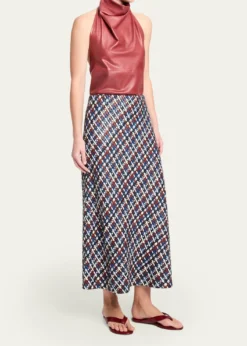 TWPWoven Leather A-Line Skirt
