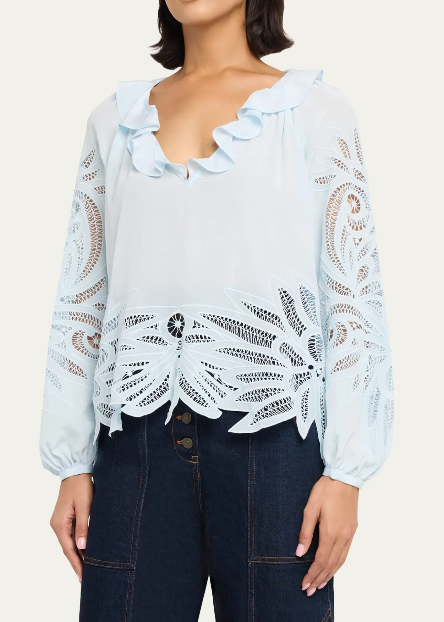 Ulla JohnsonAdonis Embroidered Silk Blouse