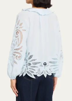 Ulla JohnsonAdonis Embroidered Silk Blouse