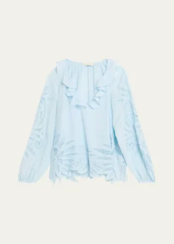 Ulla JohnsonAdonis Embroidered Silk Blouse
