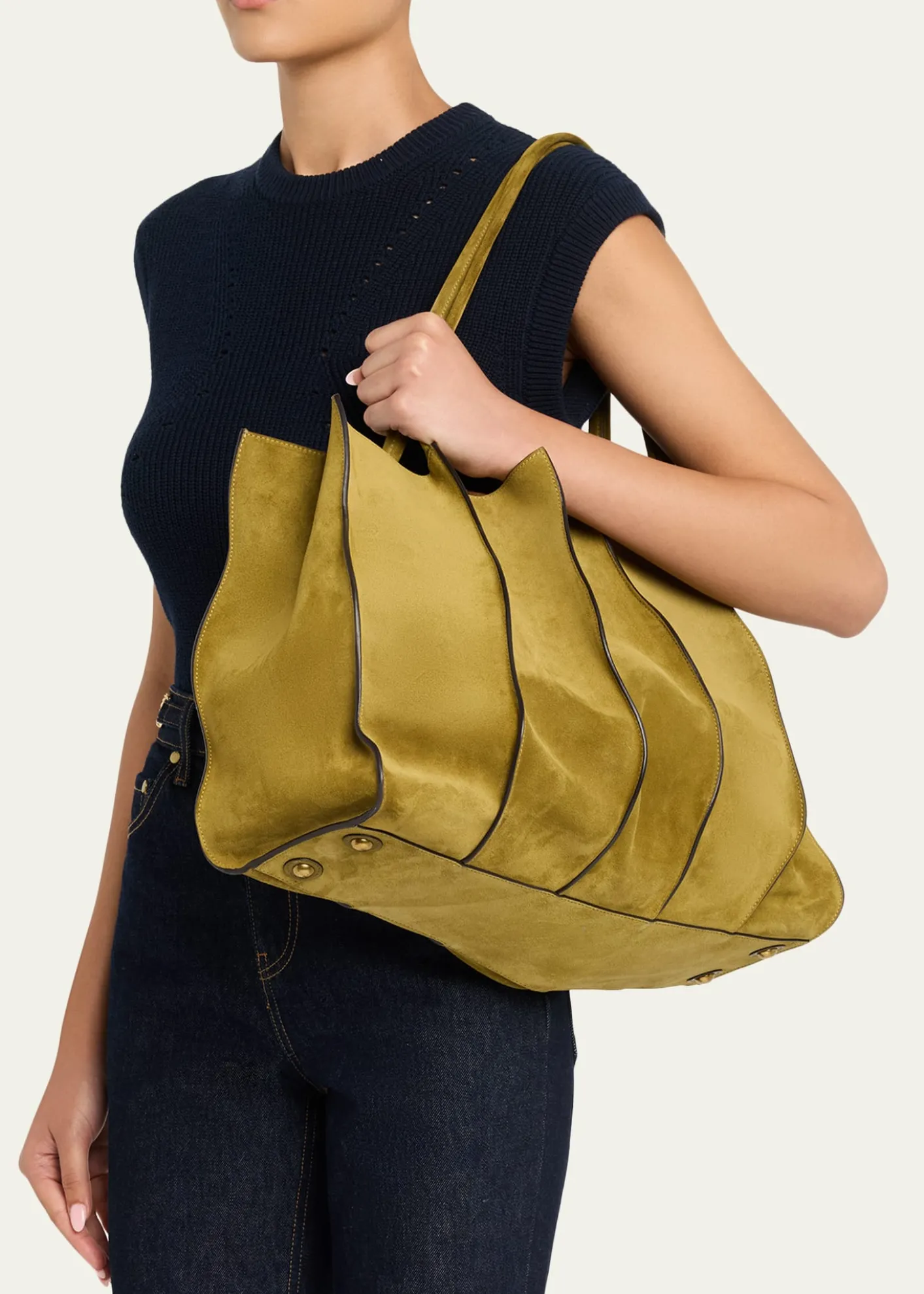 Ulla JohnsonAdria Large Wavy Suede Tote Bag