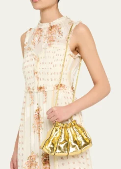 Ulla JohnsonAdria Mini Pleated Wave Metallic Snake-Print Crossbody Bag