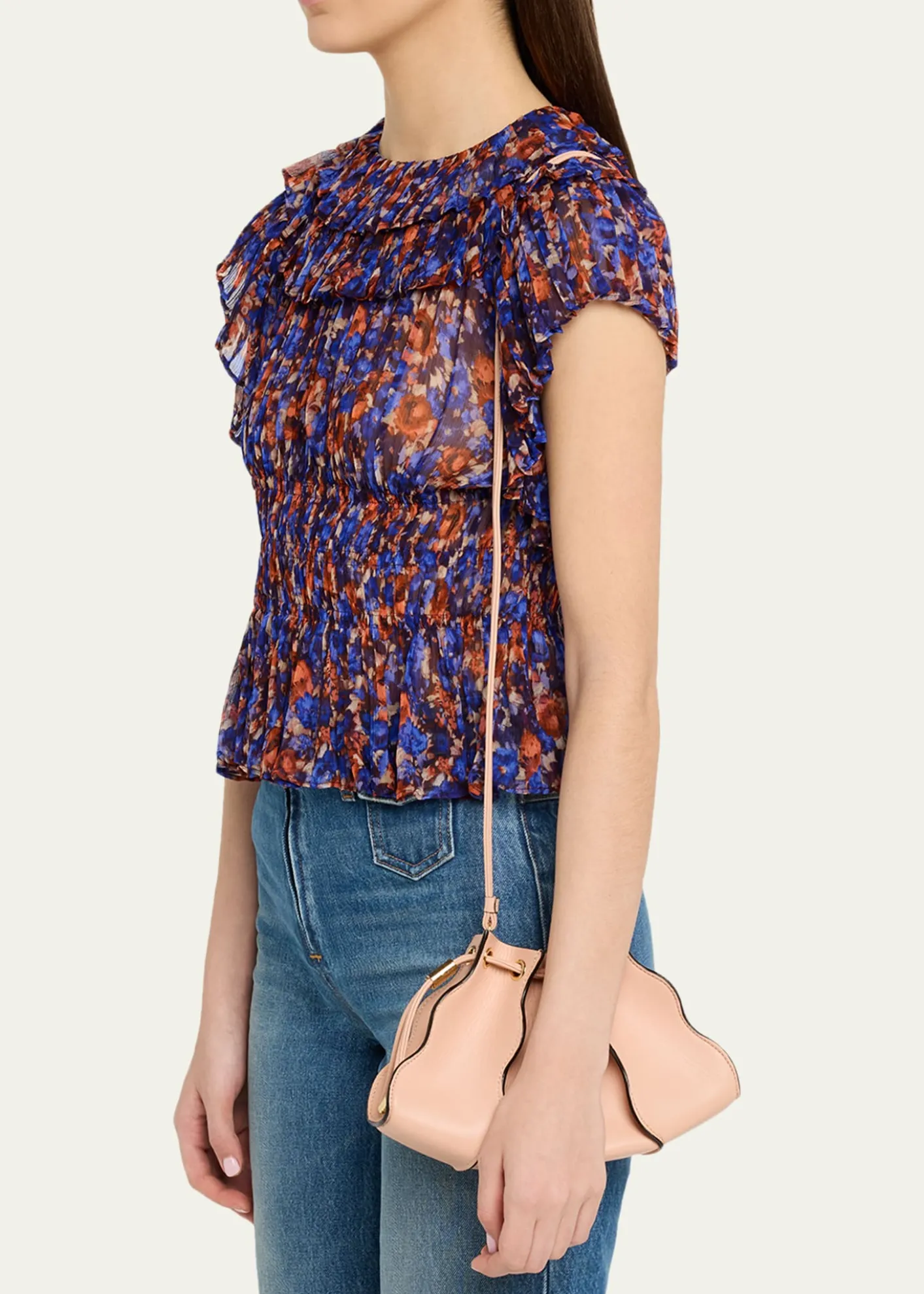 Ulla JohnsonAdria Small Pleated Wave Leather Crossbody Bag