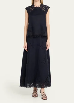 Ulla JohnsonAmelie Embroidered Linen-Blend Top