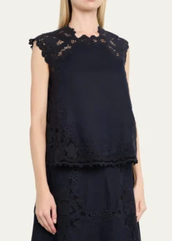 Ulla JohnsonAmelie Embroidered Linen-Blend Top