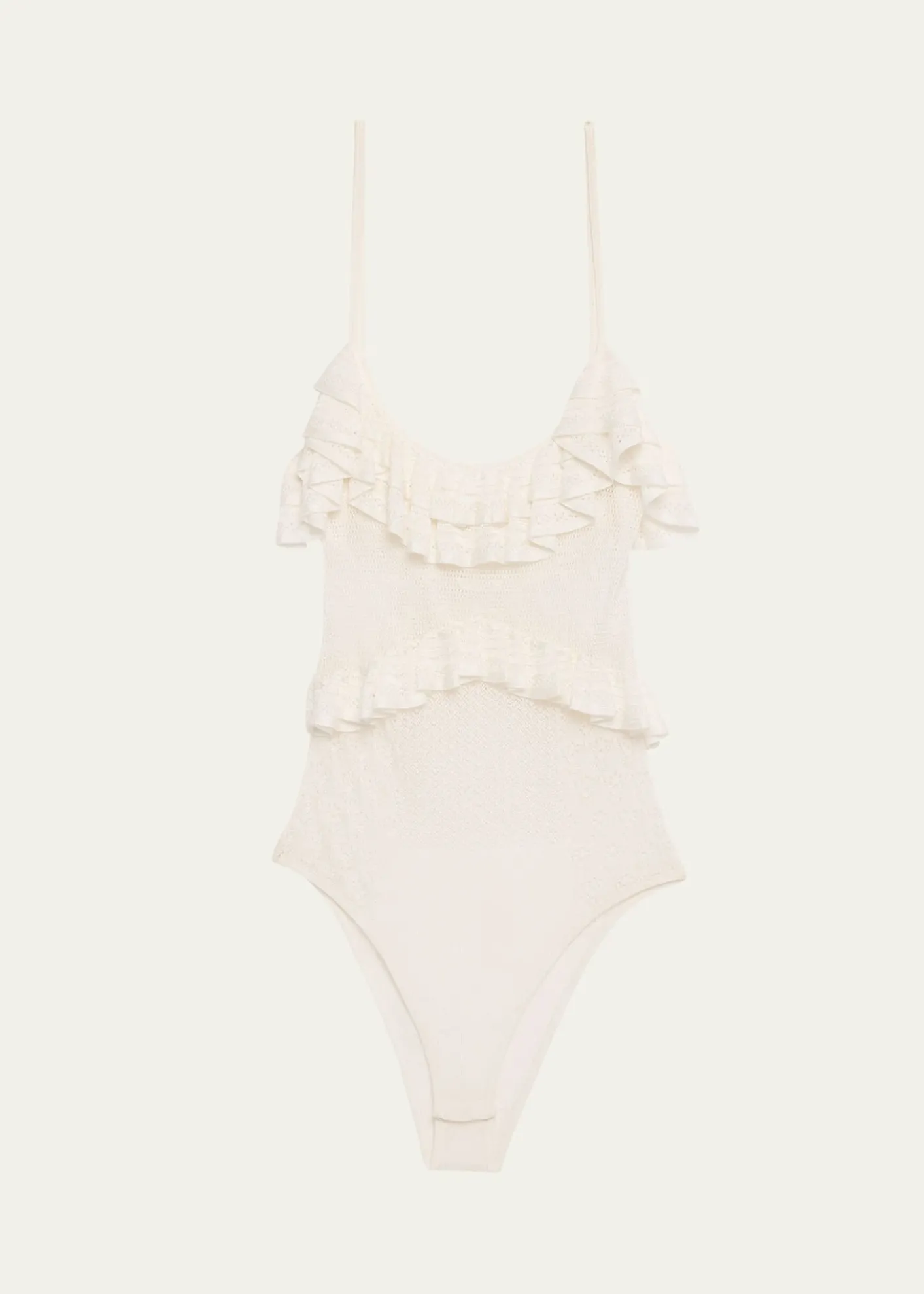 Ulla JohnsonBania Ruffled Pointelle Knit Bodysuit