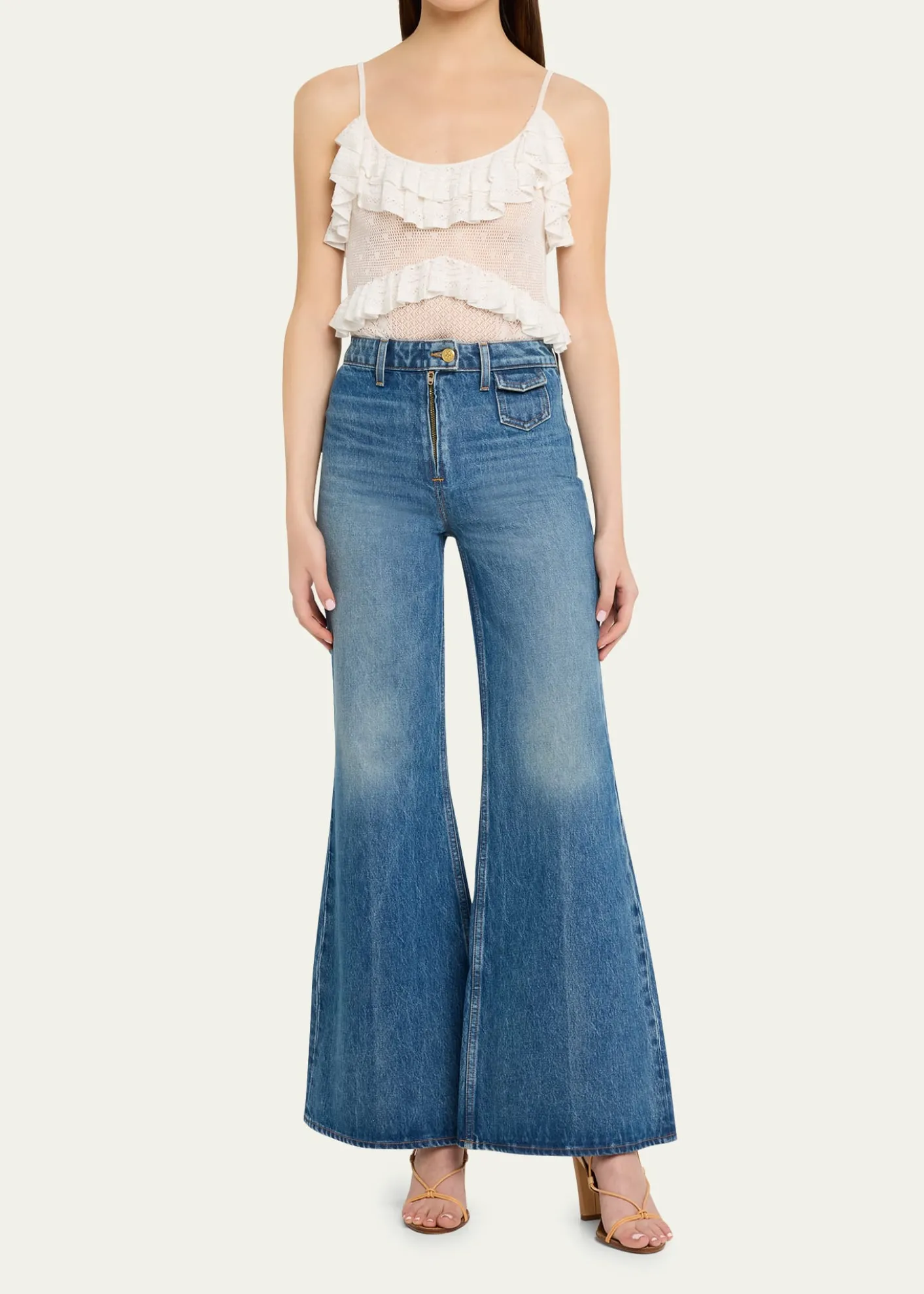 Ulla JohnsonBania Ruffled Pointelle Knit Bodysuit