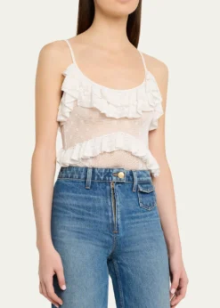 Ulla JohnsonBania Ruffled Pointelle Knit Bodysuit