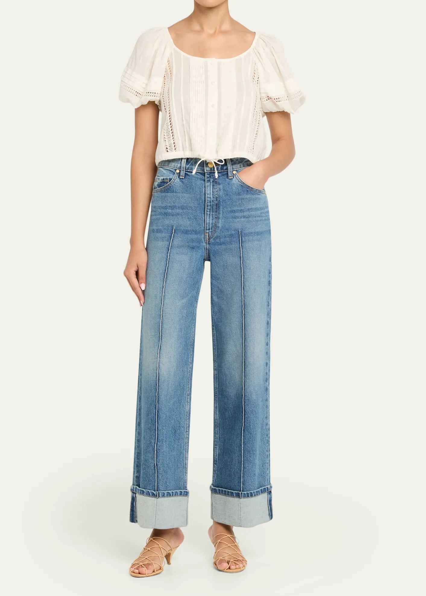 Ulla JohnsonClara Embroidered Short-Sleeve Cotton Blouse