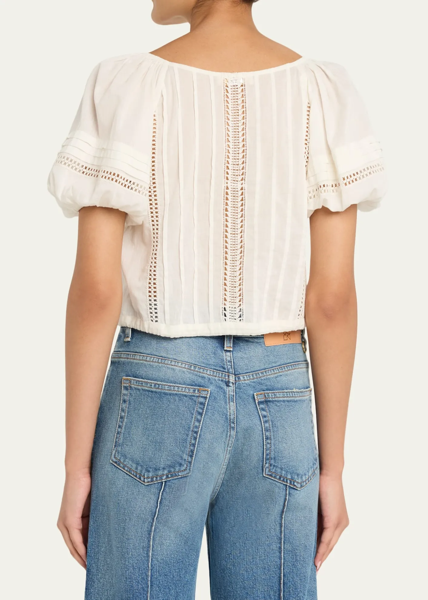 Ulla JohnsonClara Embroidered Short-Sleeve Cotton Blouse