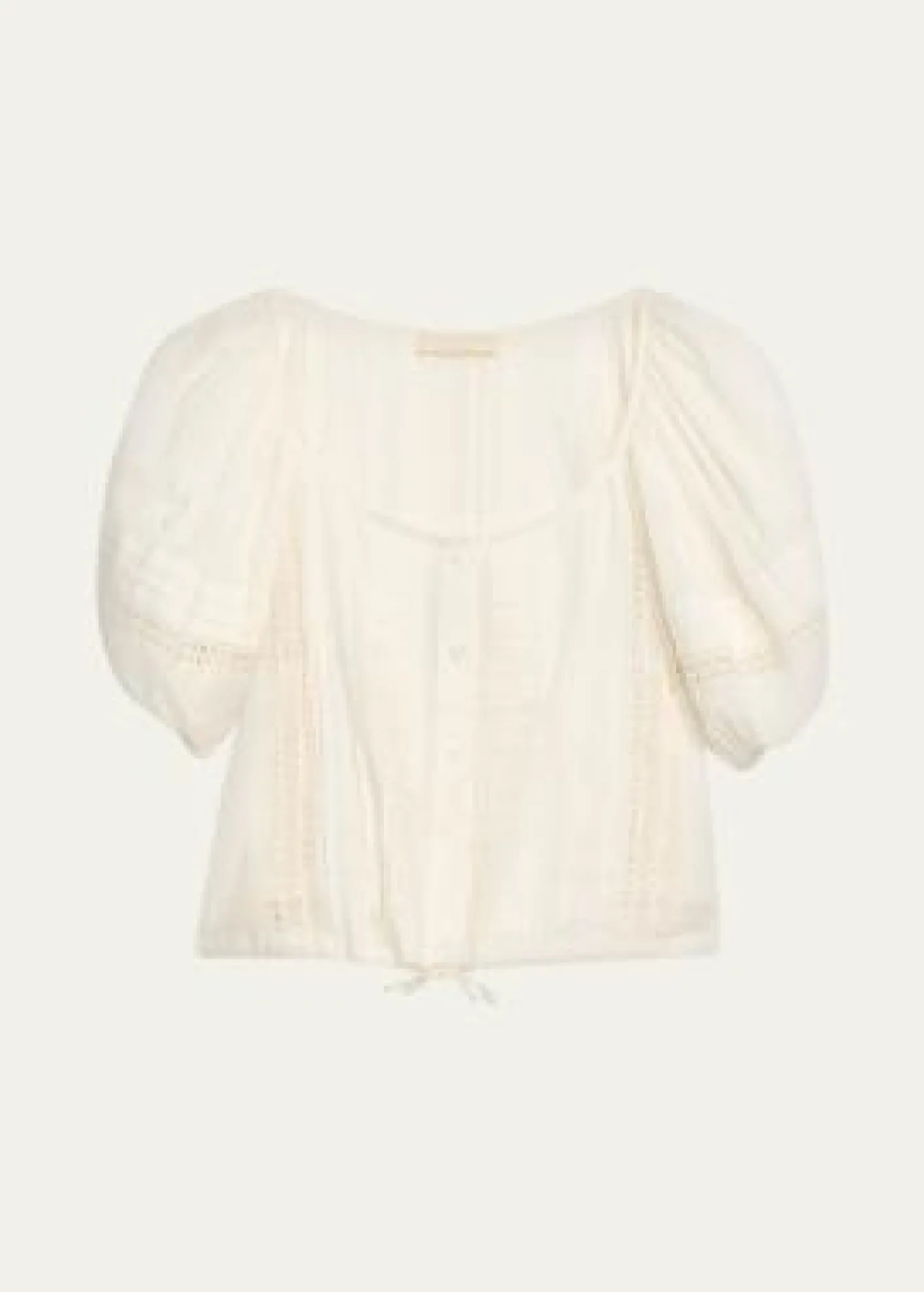 Ulla JohnsonClara Embroidered Short-Sleeve Cotton Blouse