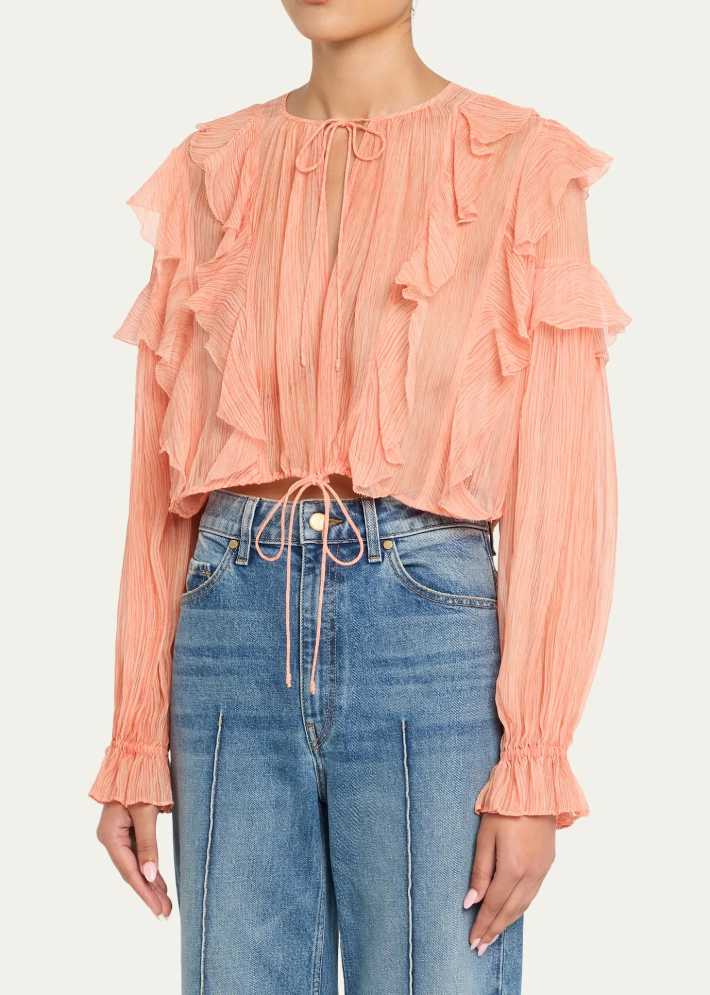 Ulla JohnsonDelfina Long-Sleeve Silk Chiffon Blouse