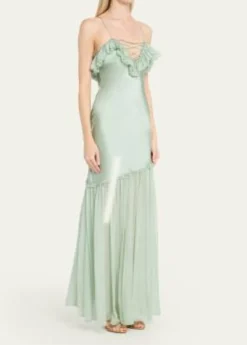Ulla JohnsonElaria Sleeveless Silk Ruffle Gown