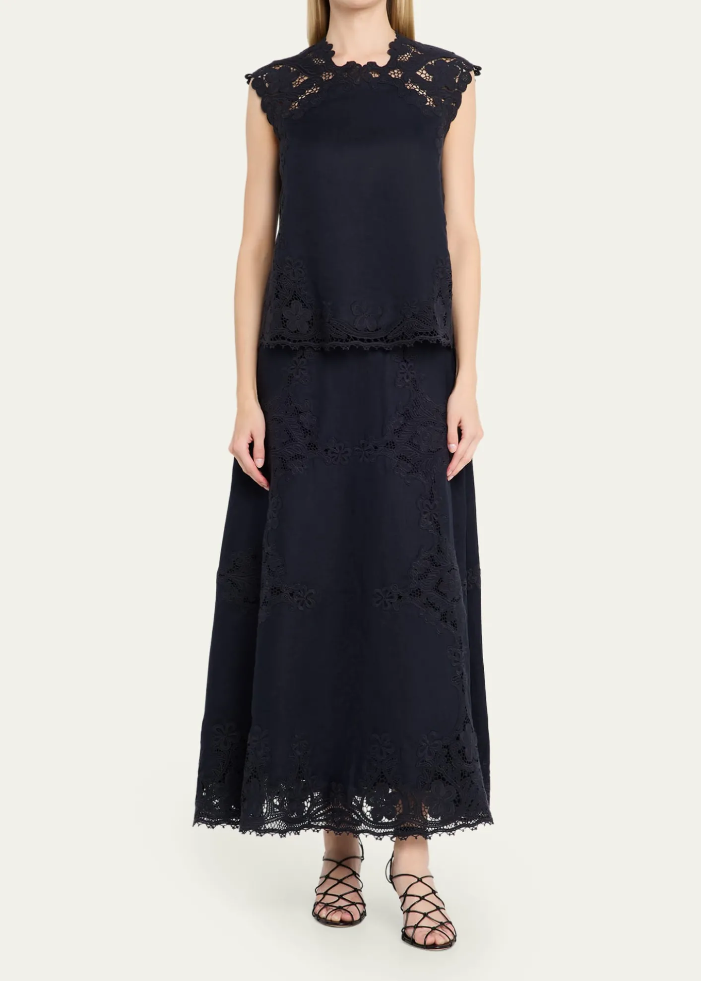 Ulla JohnsonFleur Embroidered Linen-Blend Midi Skirt