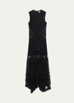 Ulla JohnsonFloral Lace Silk Crepe De Chine Gown