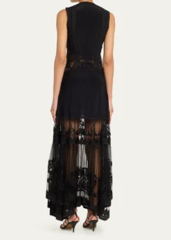 Ulla JohnsonFloral Lace Silk Crepe De Chine Gown