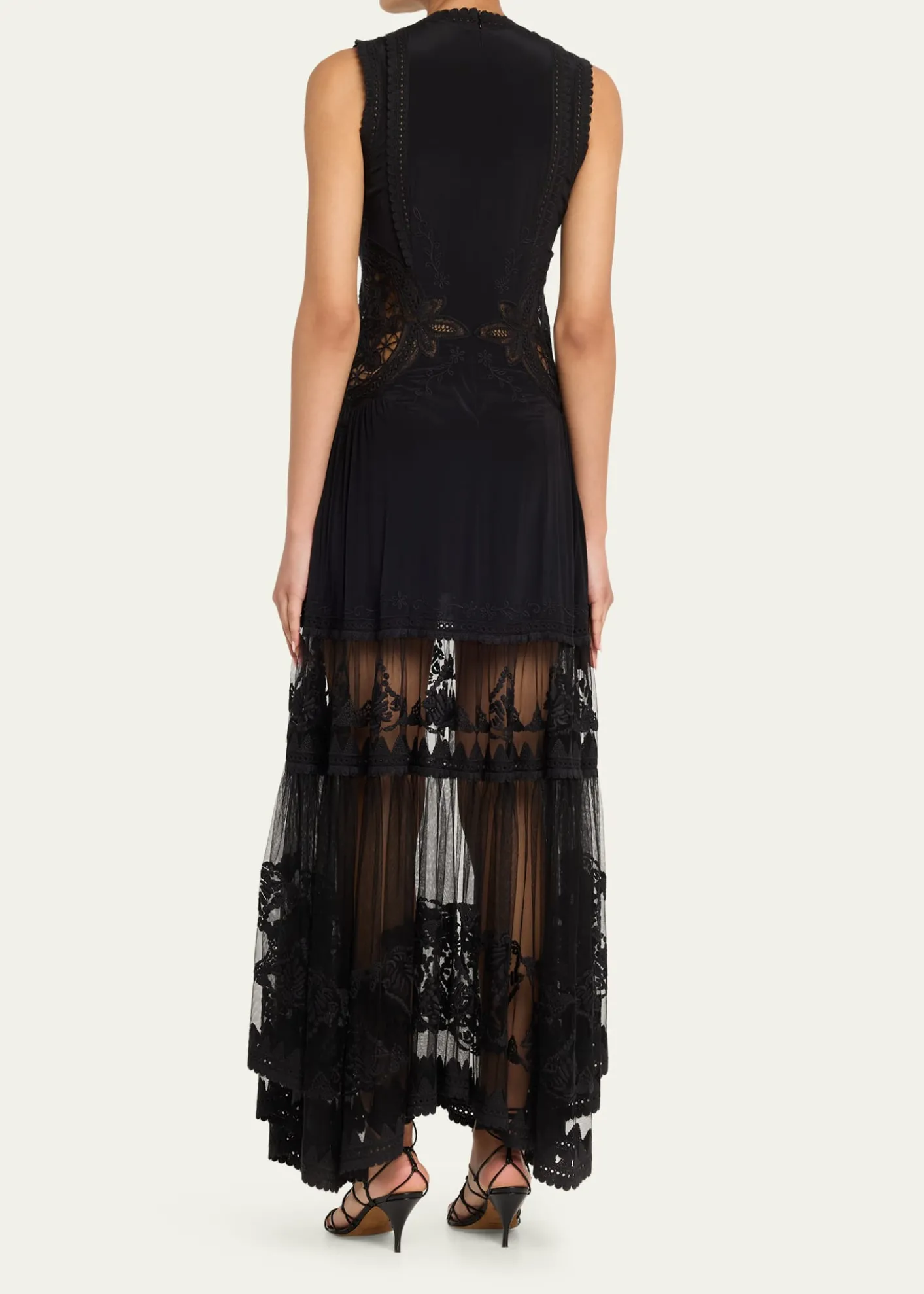 Ulla JohnsonFloral Lace Silk Crepe De Chine Gown